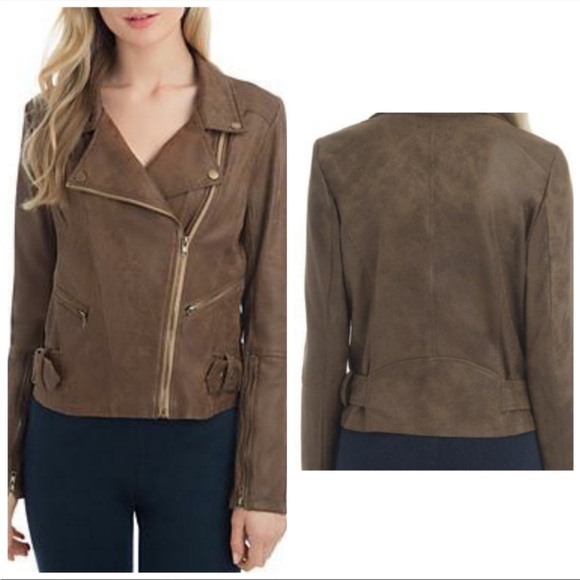 Lysse Jackets & Blazers - Lysse Faux Leather/Suede Brown Moto Jacket